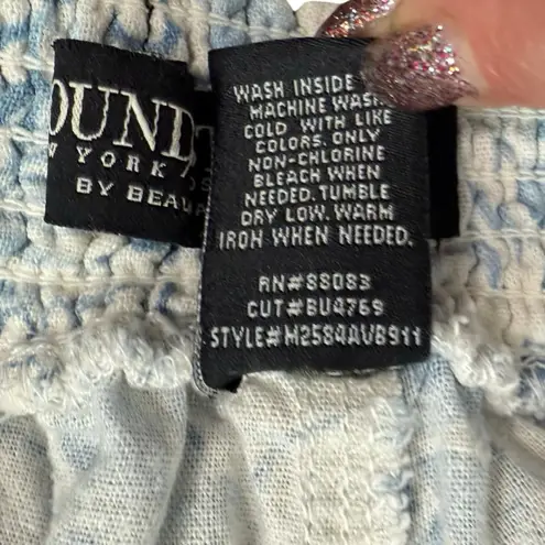 Beau Dawson Blue White Floral Linen Blend Wide Leg Tie Front Pants size L 10