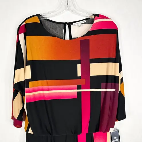 Sandra Darren Size 8 Dress Color Block Orange Pink Black Drape Sheath NWT 726 - Image 4