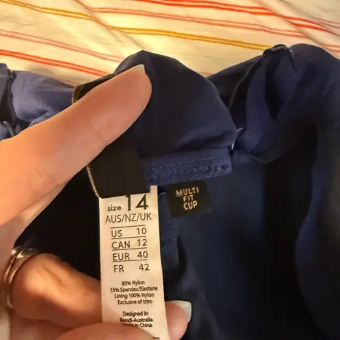 Nautical Blue and White One Piece Swimsuit with Sweetheart Neckline Size 10