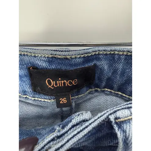 Quince Bella Stretch Straight Jeans 26 Seaside Blue High Rise Organic Cotton