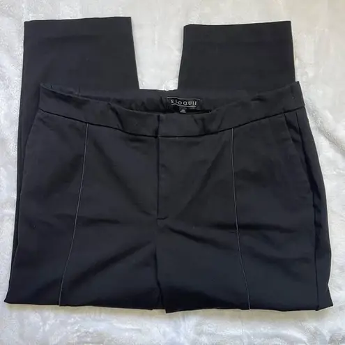 Eloquii Women's Front Stripe Textured Black Skinny Dress Pants Size 18 Short