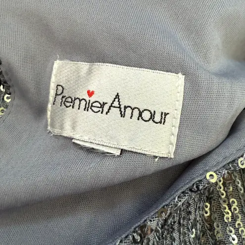 Premier Amour sz M gray sequin top blouse Silver Size M