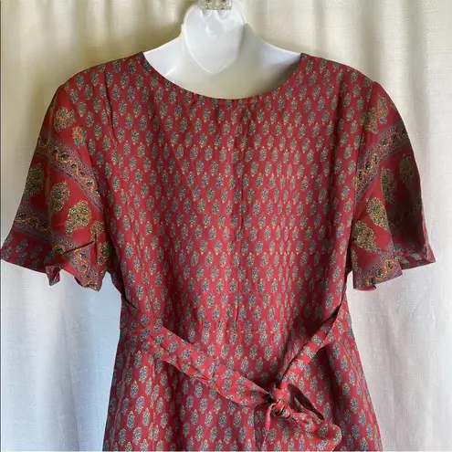 Raga Avah Floral Faux Boho Wrap Mini Dress color Wine size LARGE BRAND New