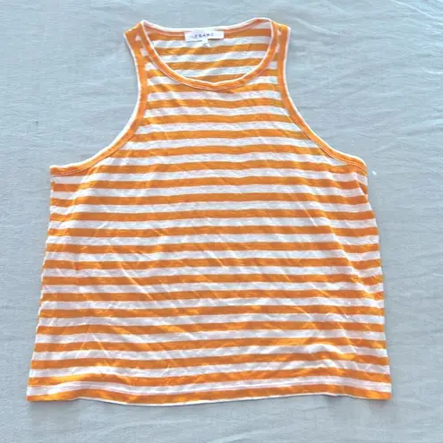 frame denim Frame $135 100% Organic Linen Orange White Striped Casual Tank Top Large