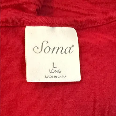 Soma Cool Nights Pajama Set Long Sleeve Top & Striped Pants Red White Size Large