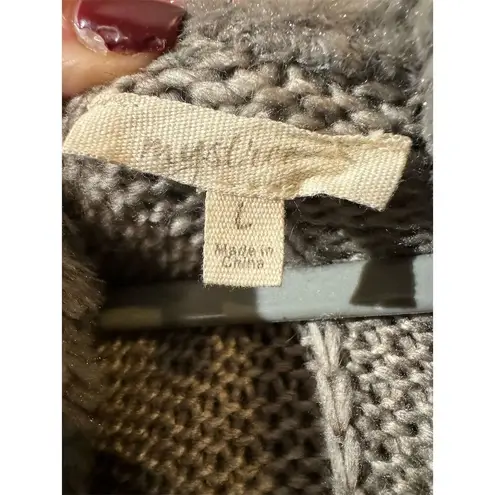 Mystree Women's Grey Angora Blend Chunky Cable-Knit Open front Cardigan L Fur