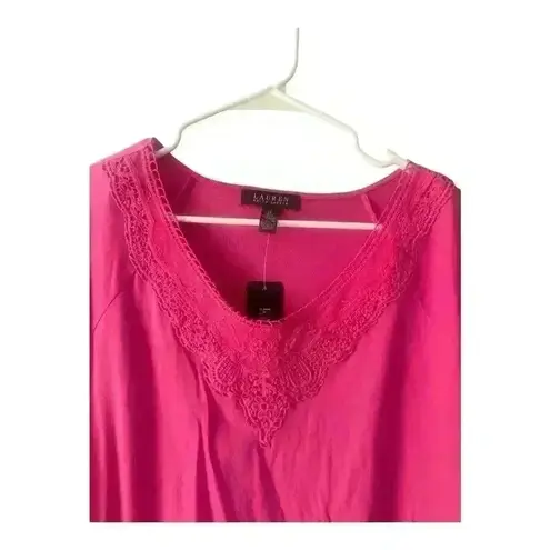 Ralph Lauren Lauren  Womens Magenta Peasant Short Sleeve, 2x