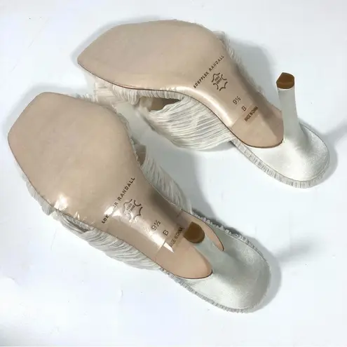 Loeffler Randall Claudia Top Knot Bow Heel Mule Sandals Pearl 9.5 NEW