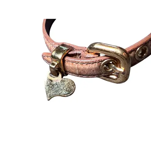 Miu Miu Leather Bracelet with Gold Heart Charm