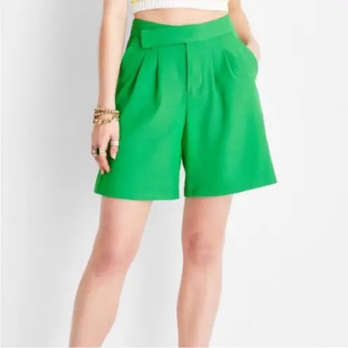 Future Collective Alani Noelle High Waist Green Trouser Shorts Size 4