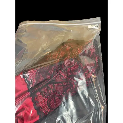 Cacique Red Black Lace Corset Bustier Bra Top Size 14/16 Lingerie Goth Pinup