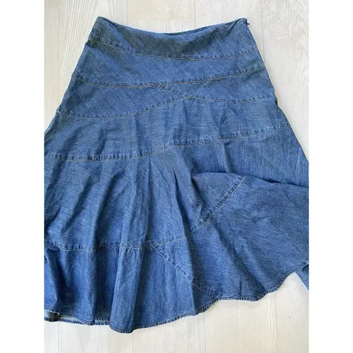 Ralph Lauren  Jeans Co Denim Tiered Prairie Skirt Flared Midi Boho Women's 12