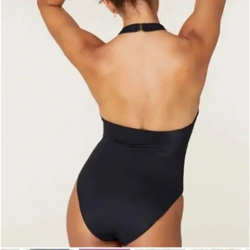ANDIE NWT Swim Black Luzon One Piece Small Halter Open Back Dramatic Minimalist