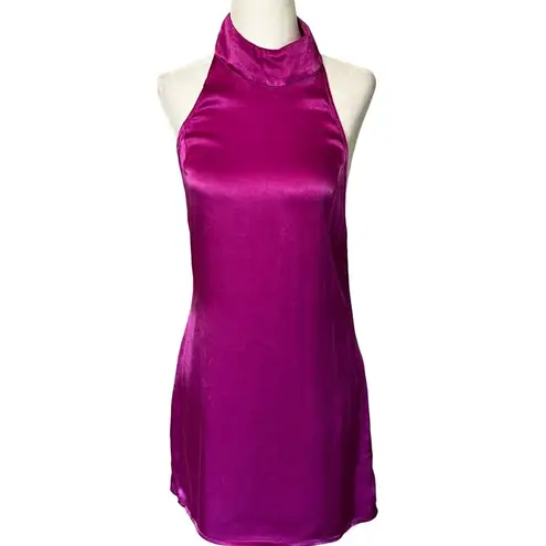 SNDYS x REVOLVE Halter Mini Dress in Purple Large New Womens Satin Backless