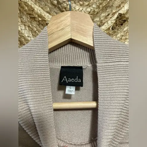 Aaeda Women's Striped Turtleneck Pullover Sweater,Beige and Black,Size L Tan Size L - Image 2