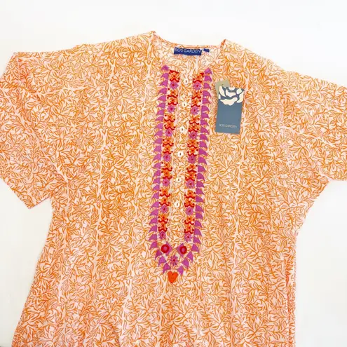 Ro’s Garden Embroidered Kurta Long Kurta Midi Maxi Dress Badami Orange Cotton Size XS