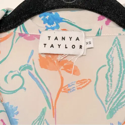 Tanya Taylor  100% Silk Pajama Top Blouse Button Front Shirt Size XS