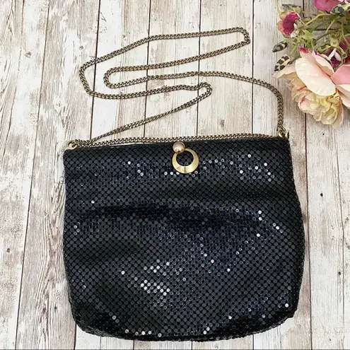 Whiting & Davis Vintage Black Mesh Chain Strap Convertible Evening Bag