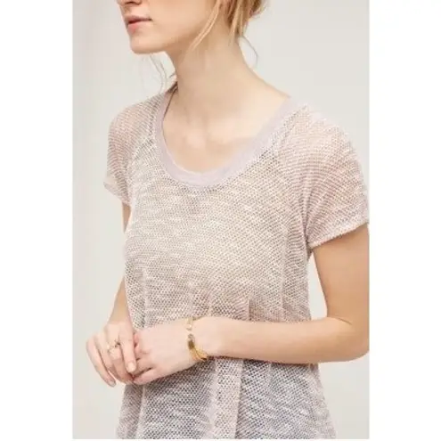 Eri +'Ali Anthropologie Maida Mesh Tee Women's Small Pale Pink Boho Hippie Y2K