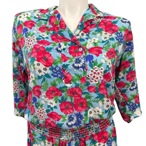 Vintage Maycene Floral 2 Piece Set Large Blue