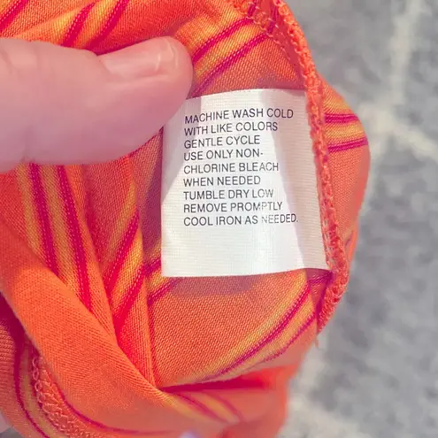 Route 66 T Shirt Top Size Large Cap Sleeves Orange Stripes Short Sleeves Lightweight