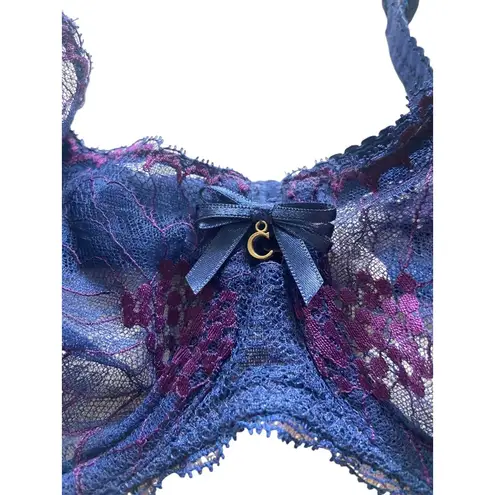 Chantelle Lace Demi Bra Navy/Purple Size 34D