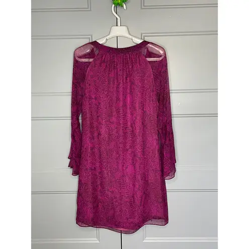 Ramy Brook Silk Pink Shift Dress Snake Print Fully Lined Body Tassel Size Small