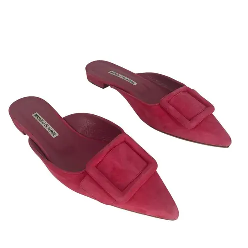 Manolo Blahnik Maysale Suede Flats In Pink