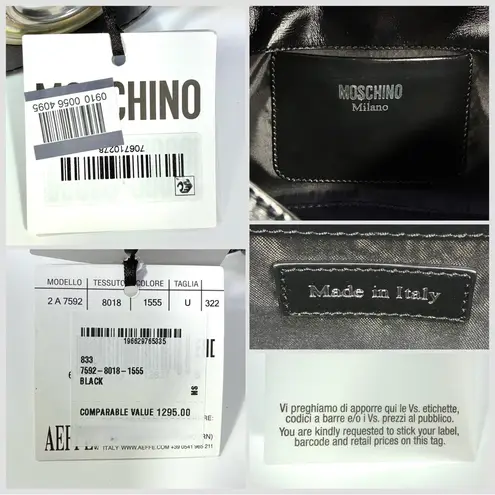 Moschino Couture Metal Logo Crossbody Shoulder Bag Black NWT Eyelets