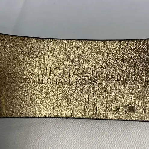 Michael Kors Michael  Brown Gold Reptile Print Leather Belt - Image 6