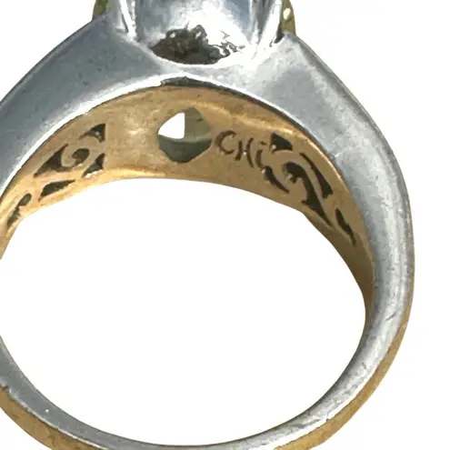 Chi by Falchi Sterling Ring w/ Green Prasiolite & Shagreen Inlay Silver