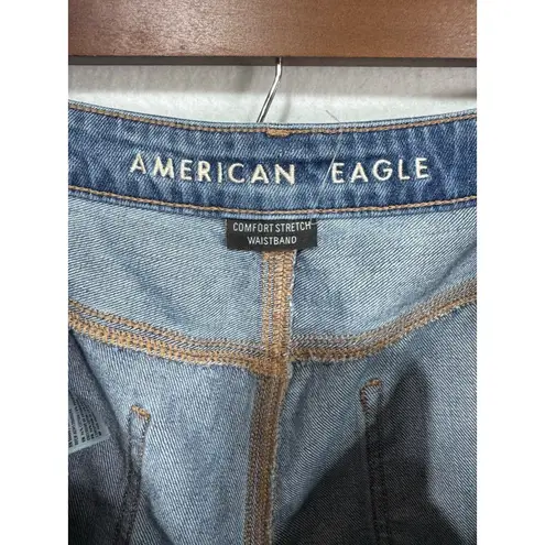 American Eagle Mom Jeans Distressed Ripped Knees Medium Wash Comfort Waist 20 Blue Size undefined