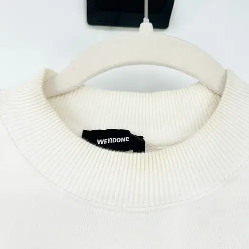 We11done Unisex Streetwear Graffiti Patch Graphic Crewneck Sweatshirt Size S White