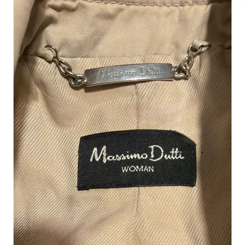 Massimo Dutti Beige Trench Coat Double-Breasted Belted Size M Vintage