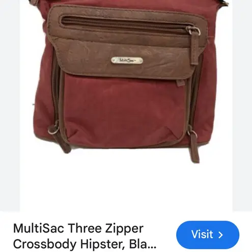 Stylish Red and Brown Crossbody Bag with Adjustable Strap