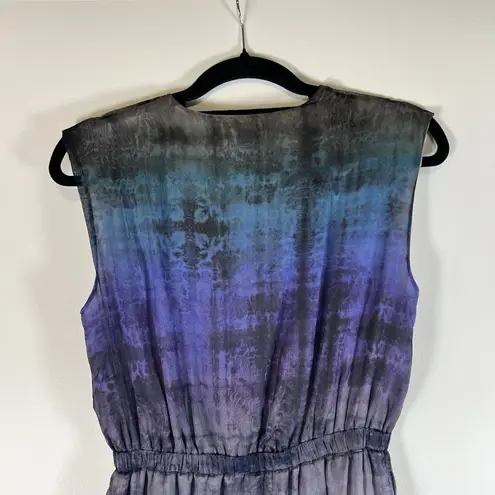 Reiss Mirte Silk V-neck Maxi Dress Size 6 Blue Tie Dye Batik Chiffon Silk