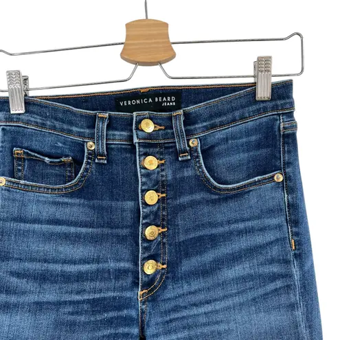 Veronica Beard Debbie 10" Skinny Jeans With Gold Buttons Size 27
