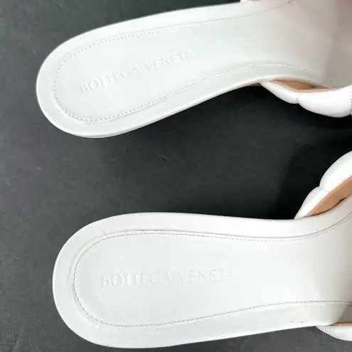 Bottega Veneta Padded Quilted White Leather Kitten Heel Mule Sandals EU 39.5