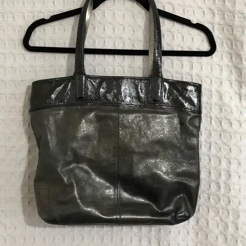 Coach  Black Leather and Patent Tote Handbag