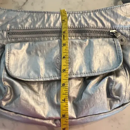 Kipling Syro Crossbody Shoulder Bag Purse silver gray metallic mottled