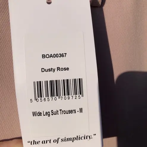 NEW Because of Alice BOA Wide Leg Suit Trousers Dusty Rose M Pink Size M