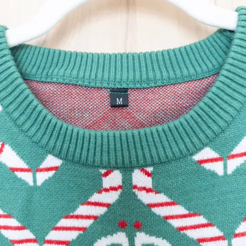 Womens Holiday Sweater Size M Green Red Snowman Candy Cane Christmas Soft Cozy Size M