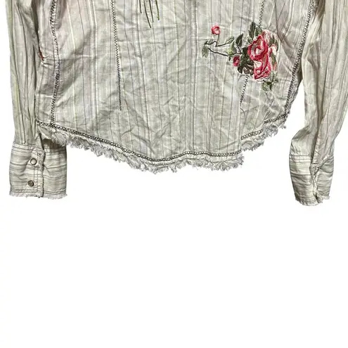 Cruel Girl Top Embroidered Butterfly Western L Floral Pearl Snap Boho Cowgirl