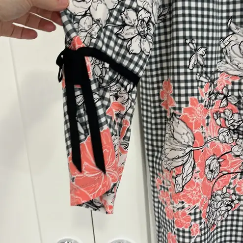 ECI New Size 10 Black and White Checkered Floral Dress
