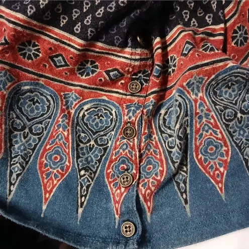 Lauren Ralph Lauren Women's Top Medium Black Print Pullover Stretch Sweater Boho