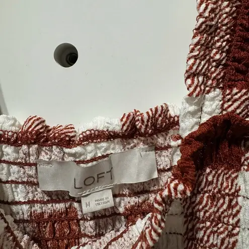 Loft  gingham smocked top tank top size M