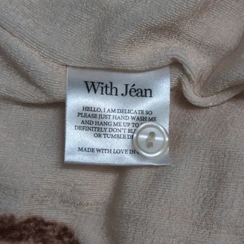 With Jean Andy Dress Chalk and Flowers Cream Floral Ruched Long Sleeve Mini S