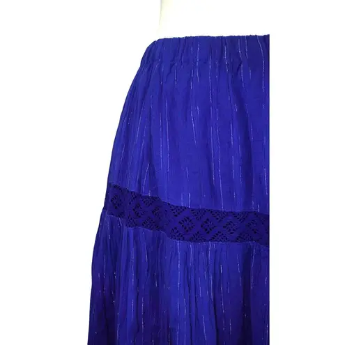 Susan Graver Women's Blue Long Cotton Skirt - Size L