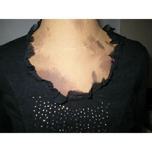 New Womens NWT Designer PF Paola Frani Top Sweater 8 Black Italy 44 Cashmere Sil