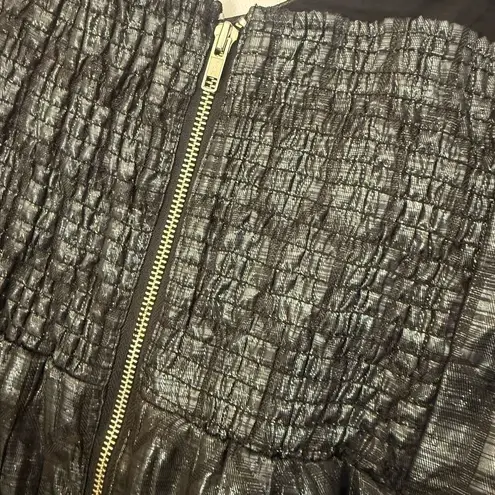 Mink Pink Dress Womens Large Black Silver Grid Iron Sweetheart Strapless Party